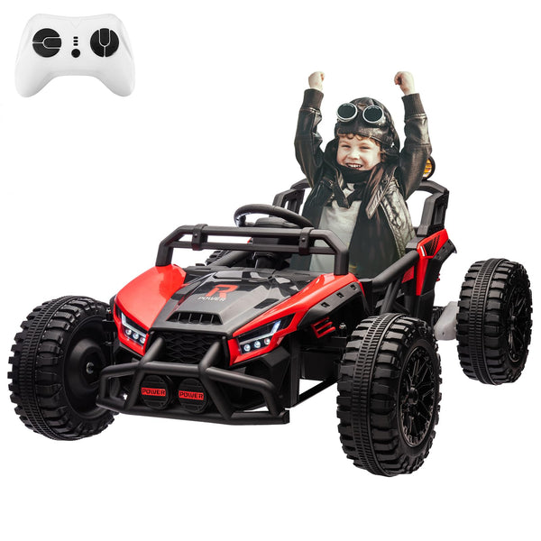 Garvee Ride - P Series: 24V Electric UTV,Ride On Toys for Big Kids,2x130W Powerful Electric Car with Remote Control， 4 Shock Absorbers，LED Lights,Music for Boys and Girls,Red