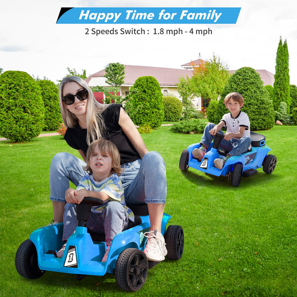 Garvee Ride - P Series: 2 Seaters 4-Wheelers Electric Ride On Toy for Kids, 24V 120W*2 Powerful Motors Max Load 200 Lbs, Two Driver Modes + Remote Control Modes for Toddlers Child with Music, USB, Storage Box, Blue