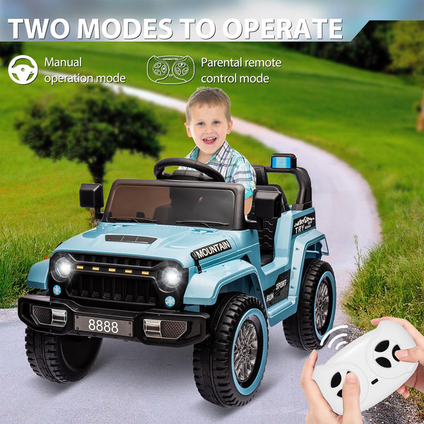 Garvee Ride - P Series: 12V Kids Ride-On Truck For Age 3+, Remote Control, LED, Music, 3 Speeds - Blue