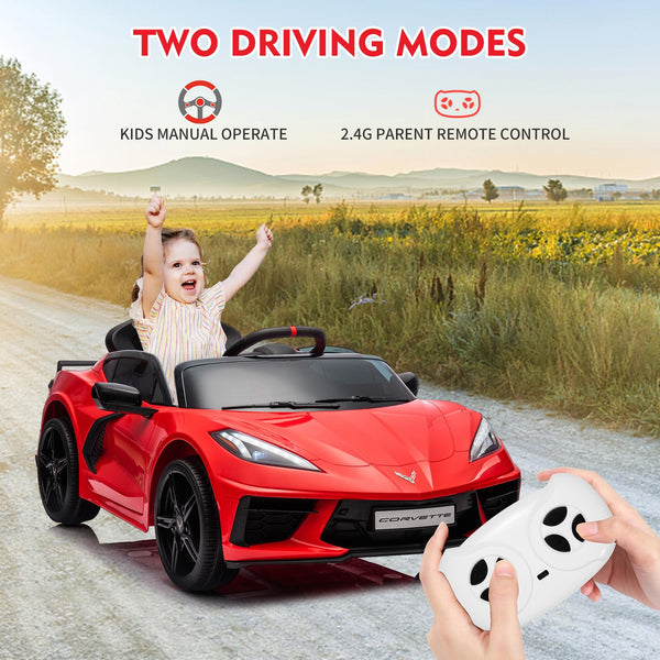 Garvee Ride - P Series: 12V Kids Ride on Car Licensed Corvette Battery Powered Car Toddles Electric Sports Car Toy with Remote Control, Visual Dashboard, LED Lights, Music, Gifts for Boys Girls, Red