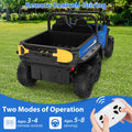 Garvee Ride - P Series: 24V 4WD Electric Ride On Dump Truck with Remote Control, 2-Seater, Music Player, LED Lights, Key Start Safety System, Durable Plastic, Off-Road Kids Toy for Ages 3+ - Blue