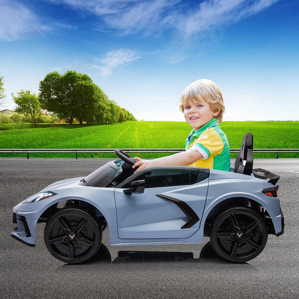 Garvee Ride - P Series: 12V Kids Ride on Car Licensed Corvette Battery Powered Car Toddles Electric Sports Car Toy with Remote Control, Visual Dashboard, LED Lights, Music, Gifts for Boys Girls, Light Blue