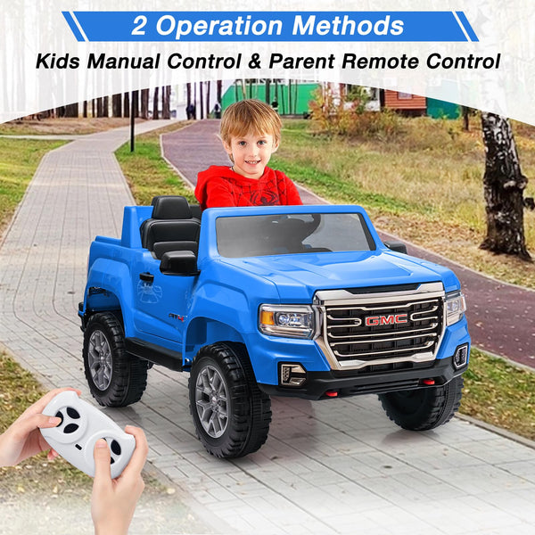 Garvee Ride - P Series: 24V 2-Seater Ride On Truck Car, Licensed GMC Battery Powered Electric Kids Car with Remote Control, LED Lights, MP3, 2 * 200W Motor, 20.5" Large Seat, Ride On Toys for Kids,Blue