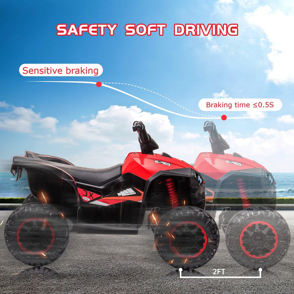 Garvee Ride - P Series: 12V Kids Quad ATV 4 Wheeler with Music, LED Lights for Boys & Girls - Red