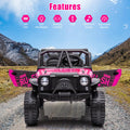 Garvee Ride - P Series: 2-Seater Ride On Truck for Kid, 24V Battery Powered Kids Car with Remote Control, 19" Extra Wide Seat, 2 Motors, Led Light, Enhanced Suspension - Rose