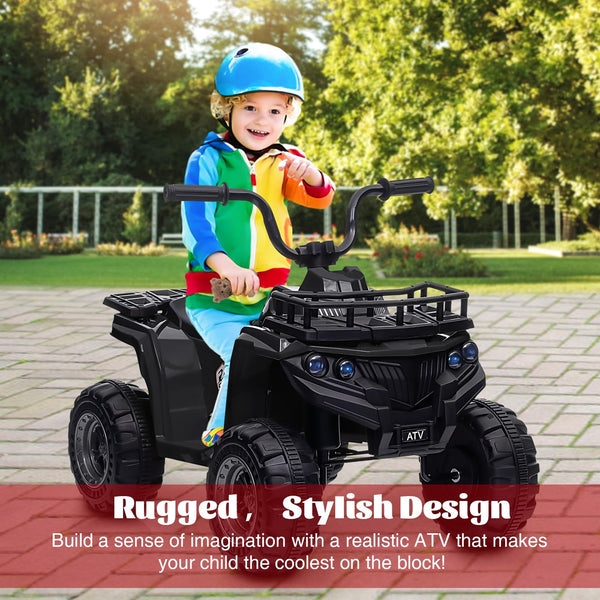 Garvee Ride - P Series: 12V Kids Ride On Electric Quad ATV, Ride Car Toy with Bluetooth Audio, High/Low Speed, LED Headlights, Battery Indicator & Radio Orange - Black
