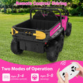 Garvee Ride - P Series: 24V 4WD Electric Ride On Dump Truck with Remote Control, 2-Seater, Music Player, LED Lights, Key Start Safety System, Durable Plastic, Off-Road Kids Toy for Ages 3+ - Pink