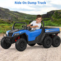 Garvee Ride - P Series: 24V 4WD Electric Ride On Dump Truck with Remote Control, 2-Seater, Music Player, LED Lights, Key Start Safety System, Durable Plastic, Off-Road Kids Toy for Ages 3+ - Blue