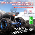 Garvee Ride - P Series: 24V Kids ATV, Ride on Car 4WD Quad Electric Vehicle, 4x80W Powerful Engine, with 7AHx2 Large Battery, Accelerator Handle, EVA Tire, Full Metal Suspension, LED Light, Bluetooth&Music - Blake