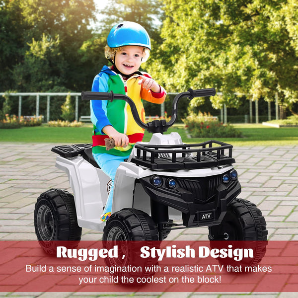 Garvee Ride - P Series: 12V Kids Ride On Electric Quad ATV, Ride Car Toy with Bluetooth Audio,High/Low Speed, LED Headlights, Battery Indicator & Radio Orange - White