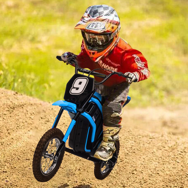 Garvee Ride - T Series: 24V-10A 350W Ride On Electric Dirt Bike For Kids Ages 13+, 14.29MPH, 3-Speed - Blue-9