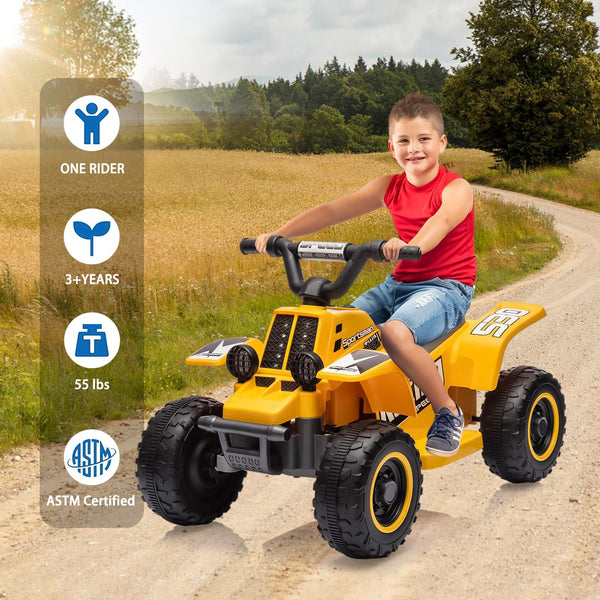 Garvee Ride - P Series: 6V Kids Ride On Electric ATV, Ride Car with LED Headlights, Ride-On Toy for Toddlers 1-3 Boys & Girls with Music, Forward & Reverse - Yellow