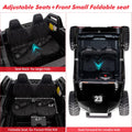 Garvee Ride - P Series: 24V 2-Seater Ride-On UTV: Remote Control, 4WD Motors, 21" Seats + Foldable Seat, 15.4" EVA Wheels, Music, LED Lights, 140lb Max Load - Black