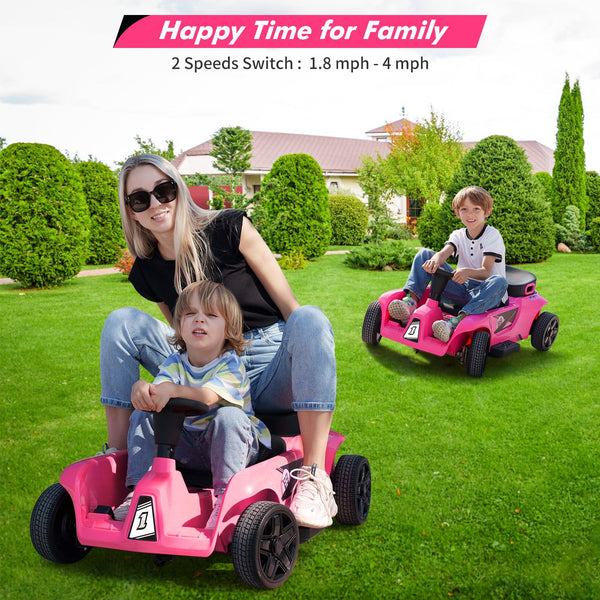 Garvee Ride - P Series: 2 Seaters 4-Wheelers Electric Ride On Toy for Kids, 24V 120W*2 Powerful Motors Max Load 200 Lbs, Two Driver Modes + Remote Control Modes for Toddlers Child with Music, USB, Storage Box, Pink-Color