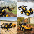 Garvee Ride - P Series: 12V 3 in 1 Ride on Excavator & Tractor with Detachable Trailer, Ride on Car Toy with Remote Control, Digger, LED Lights, Music, Kids Electric Vehicles for Boys Girls, Yellow