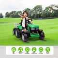 Garvee Ride - P Series: 12V Ride On Car with Trailer, Battery Powered Electric Vehicle Toy 35W Dual Motor, Led Lights, Horn, Music USB, Safety Belt, Green