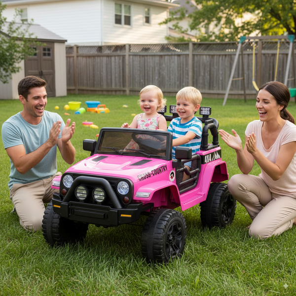Garvee Ride - P Series: 12V Kids Ride On Truck Car w/Parent Remote Control, Spring Suspension, Led Lights,3 Speed Adjustable, Kids Gift for Boys and Girls - Rose