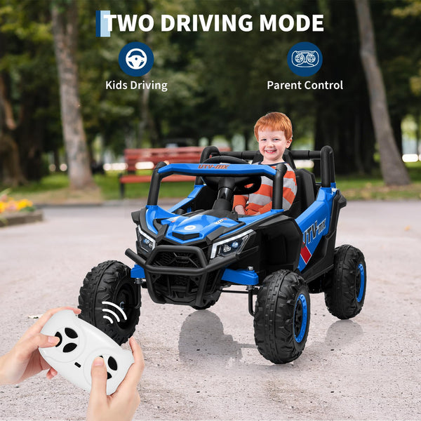 Garvee Ride - P Series: 12V Kids Ride On Car UTV Truck 4WD/2WD Switchable 4 Spring Suspension EVA Tires Safety Belt Double Doors Remote Control Ages 3-8