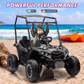 Garvee Ride - P Series: 24V Ride On Utv for Kids, 2 Seater Electric Truck With Sun Shade,4WD Electric Car Toy With Remote Control, Led Lights, 4 Shock Absorbersm,One Click Start, Music Player - Black