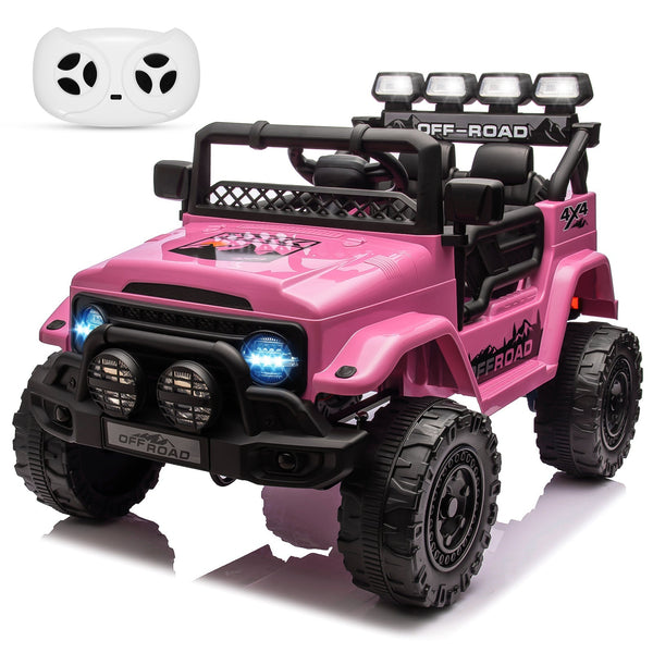 Garvee Ride - P Series: 12VElectric Ride on Truck Car For Kids Age 3+, Remote Control, Twin 25W Motors 3.1MPH Max Speed, Bluetooth USB Music Player, 4 Wheels Suspension LED Lights Safety Belt, Gift for Boy & Girl - Pink