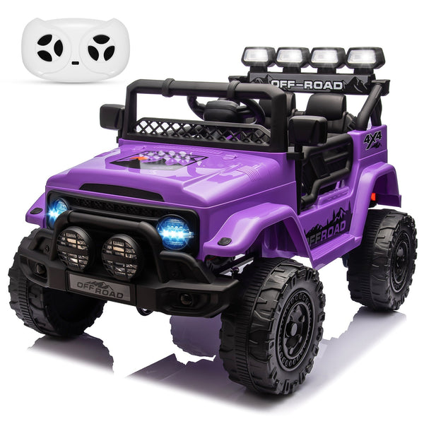 Garvee Ride - P Series: 12VElectric Ride on Truck Car For Kids Age 3+, Remote Control, Twin 25W Motors 3.1MPH Max Speed, Bluetooth USB Music Player, 4 Wheels Suspension LED Lights Safety Belt, Gift for Boy & Girl - Purple