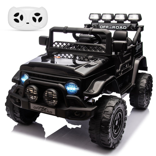 Garvee Ride - P Series: 12VElectric Ride on Truck Car For Kids Age 3+, Remote Control, Twin 25W Motors 3.1MPH Max Speed, Bluetooth USB Music Player, 4 Wheels Suspension LED Lights Safety Belt, Gift for Boy & Girl -Black