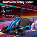 Garvee Ride - G Series: 24V Kids Ride on Go Kart, 7.5mph Variable High Speed Drifting Car, 7ah Battery 200W*2 Motors ,Length Ajustable Max Load 135lbs, Power Display Racing Toy for for Kids Child 6+ ,Blue