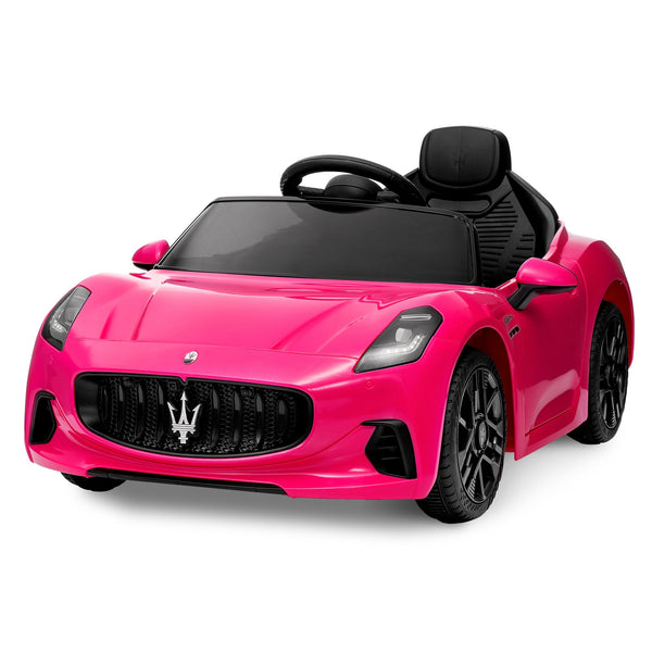 Garvee Ride - P Series: 12V Battery Powered Motorized Car for Kids with Remote Control, Spring Suspension, Double Doors, Bright Lights, 4 Wheel Electric Vehicle, Pink