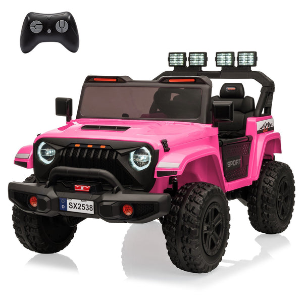 Garvee Ride - P Series: 24V Ride On Car, 4WD 2 Seater Kids' Electric Vehicle Truck with Remote Control, Adjustable Footwell Ride On Truck, 3 Speeds, Led Lights, Bluetooth, Pink