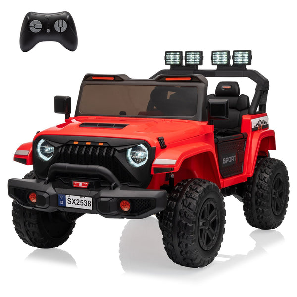 Garvee Ride - P Series: 24V Ride On Car, 4WD 2 Seater Kids' Electric Vehicle Truck with Remote Control, Adjustable Footwell Ride On Truck, 3 Speeds, Led Lights, Bluetooth, Red