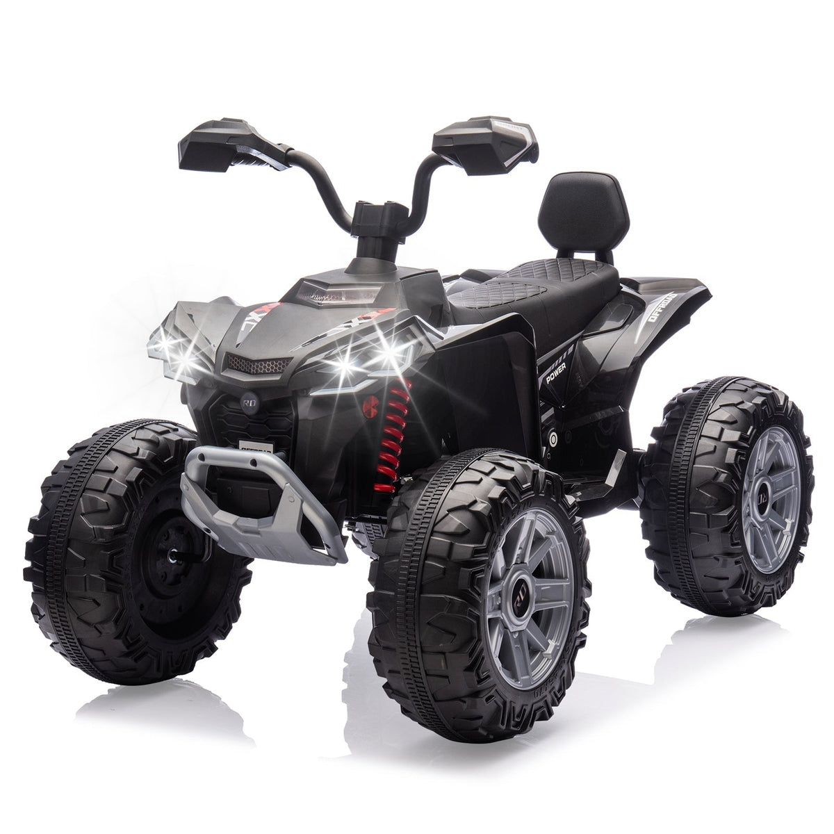 Garvee Ride - P Series: 24V 2-Seater Ride On ATV for Kids - 4-Wheel Battery Powered, High/Low Speed Modes, LED Lights, Music & Horn, Durable Wear-Resistant Wheels, Safe Non-Toxic Material, Outdoor Adventure - Black
