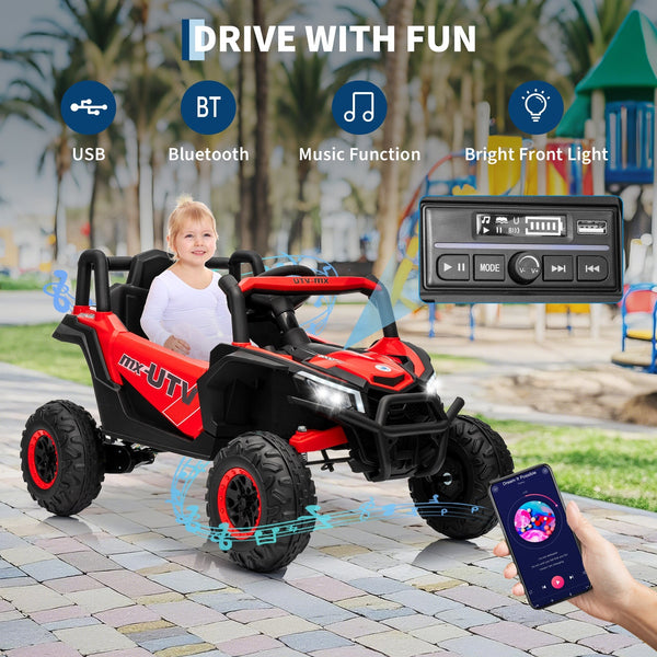 Garvee Ride - P Series: 12V UTV Buggy Electric Ride-on Car for Kids with 4WD/2WD Switch, 4 Shock Absorbers, EVA Tires, Lockable Doors, Parental Remote Control, Outdoor Adventure