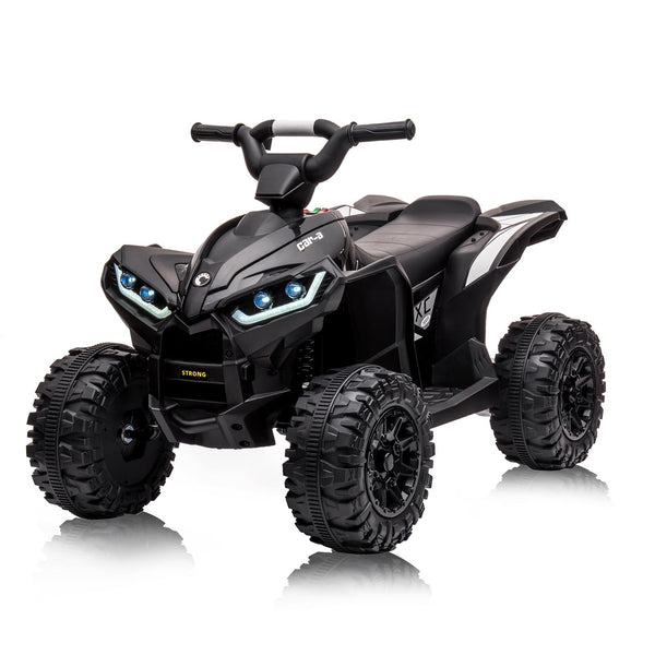 Garvee Ride - P Series: 12V Kids Quad ATV 4 Wheeler, Music, LED Lights, Battery Powered Ride On Toy for Boys Girls, Outdoor Adventure Vehicle Black
