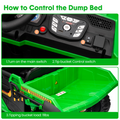 Garvee Ride - P Series: 24V Ride On Dump Truck, 2 Seater Electric Cars for Kids with Remote Control, Dump Bed, Shovel, Music, Led, Wheel Shock Absorption,Ride On Construction Vehicle Four- for Kids 3+,Green